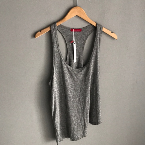 n:PHILANTHROPY Tops - PHILANTHROPY Asymmetrical L Grey Distressed Tank